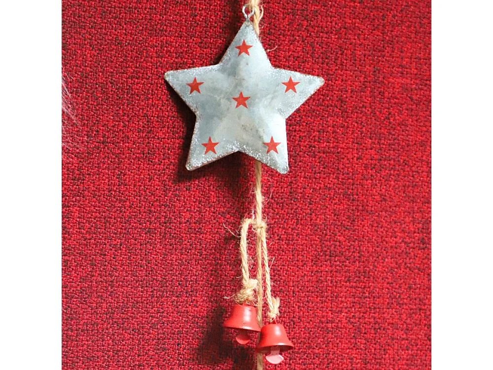 Guirlande d'étoiles en métal gris et rouge Ø.7 x 100cm