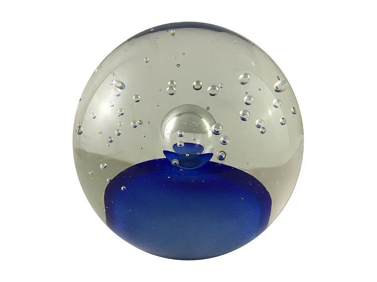 Presse papier sulfure en verre et bleu 10 x 9.5 cm