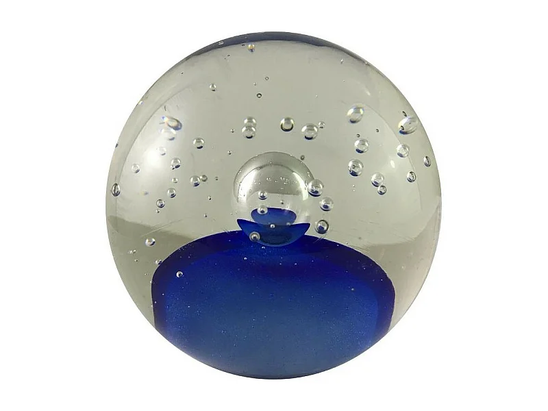 Presse papier sulfure en verre et bleu 10 x 9.5 cm