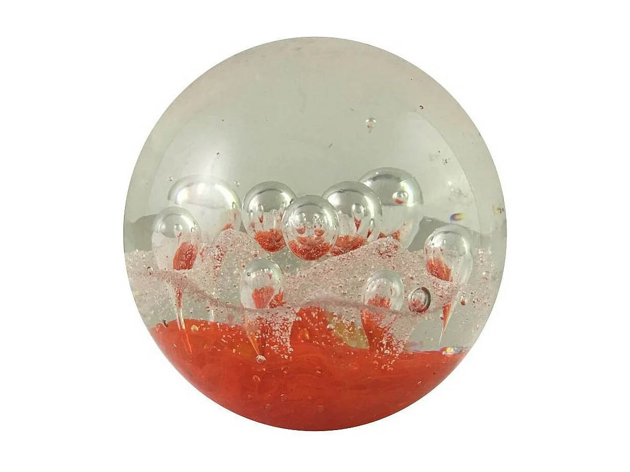 Presse papier sulfure "Gouttes" en verre rouge Ø.8 cm