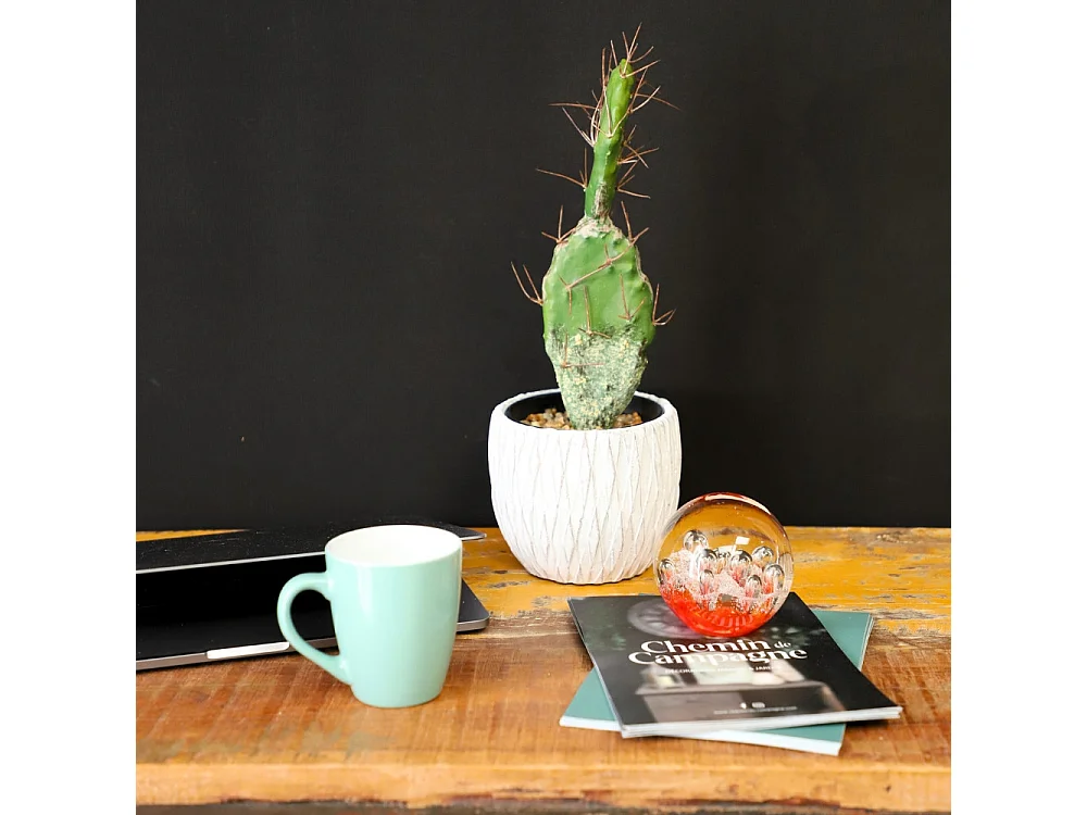 Presse papier sulfure "Gouttes" en verre rouge Ø.8 cm