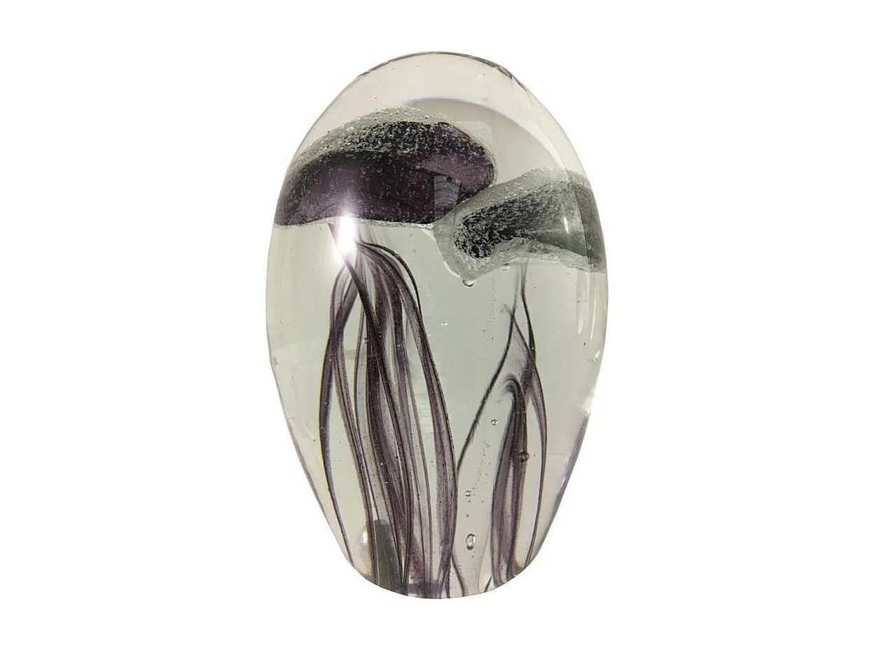 Presse papier sulfure "Méduses" en verre mauve 9 x 6 cm