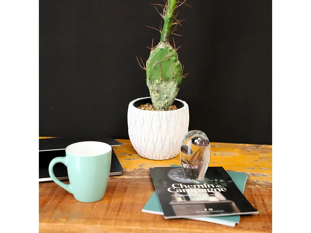 Presse papier sulfure "Méduses" en verre mauve 9 x 6 cm