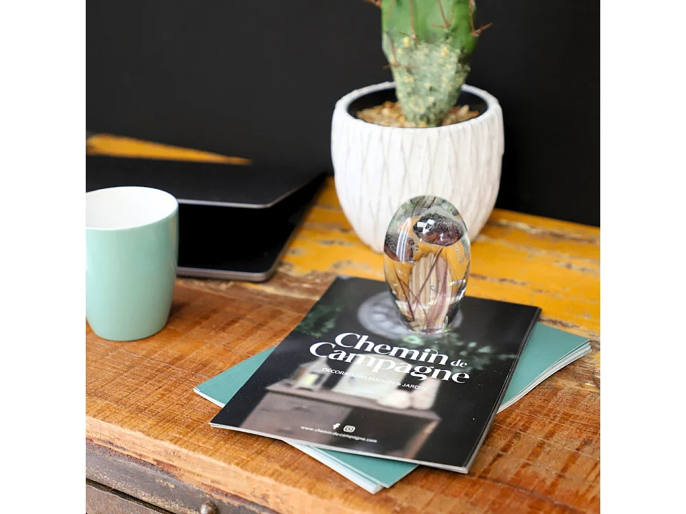 Presse papier sulfure "Méduses" en verre mauve 9 x 6 cm