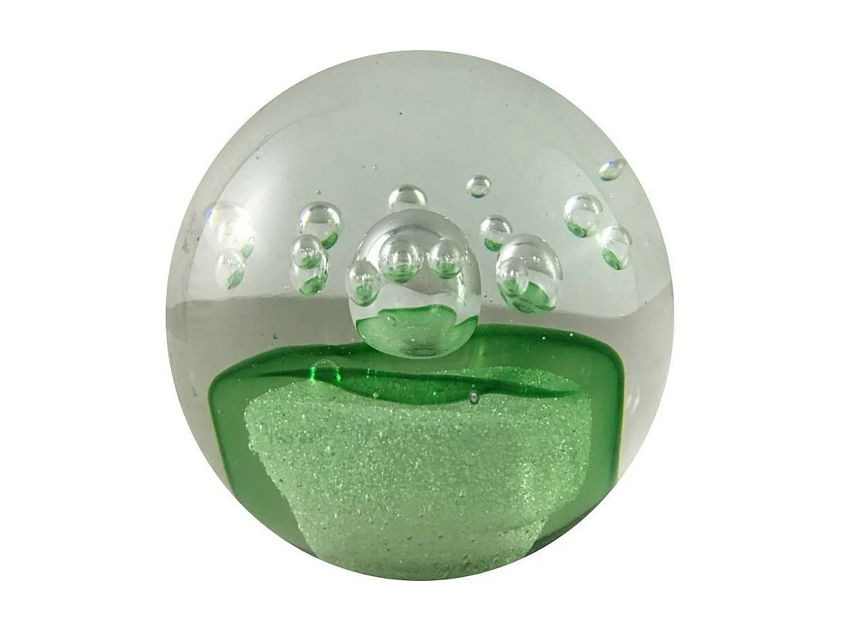 Presse papier sulfure "Ciel" en verre vert Ø.8 cm