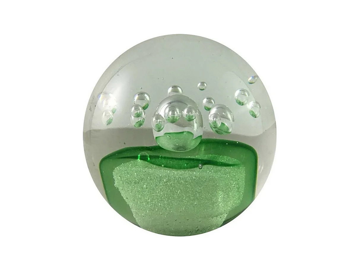 Presse papier sulfure "Ciel" en verre vert Ø.8 cm