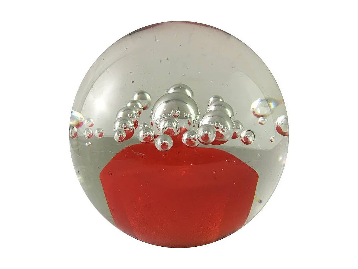 Presse papier sulfure en verre rouge Ø.10.5 cm