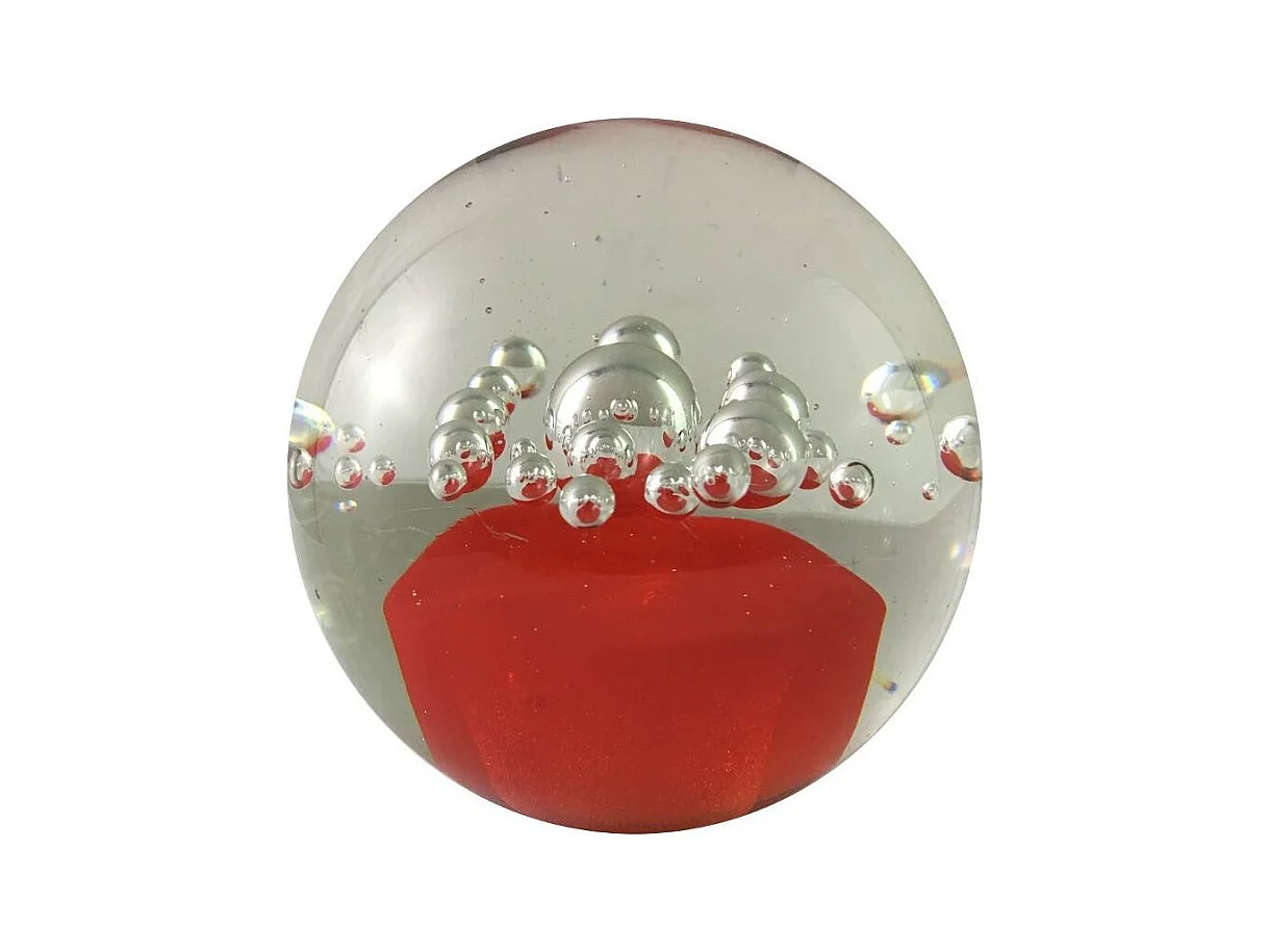 Presse papier sulfure en verre rouge Ø.10.5 cm