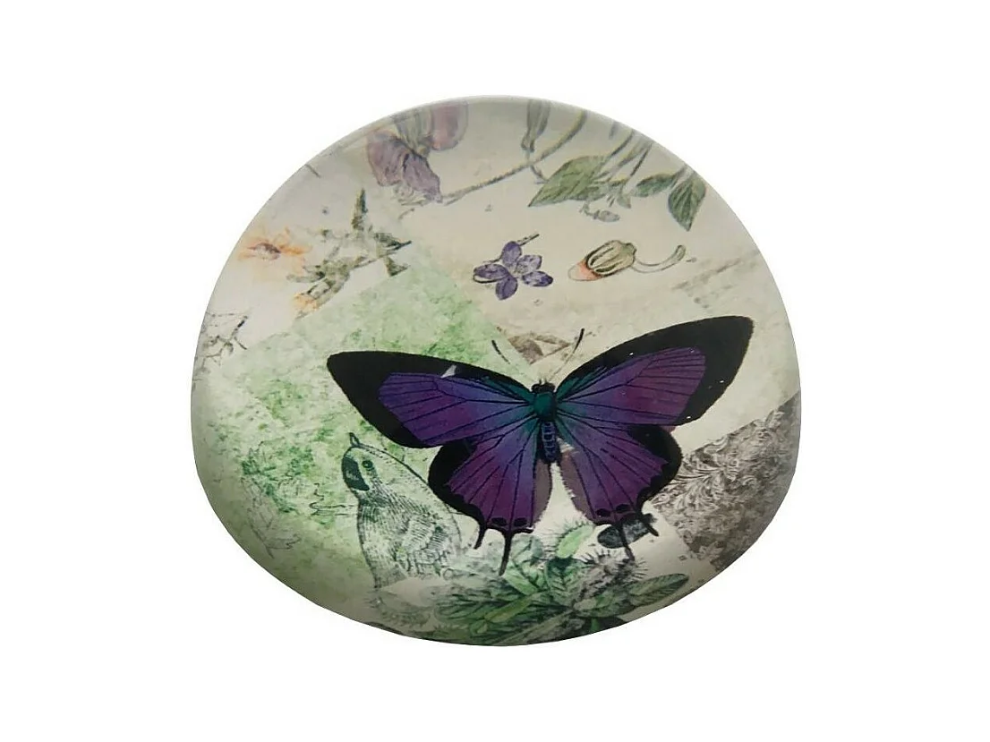 Presse papier sulfure en verre violet Ø.10 cm