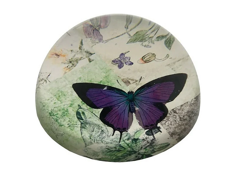 Presse papier sulfure en verre violet Ø.10 cm