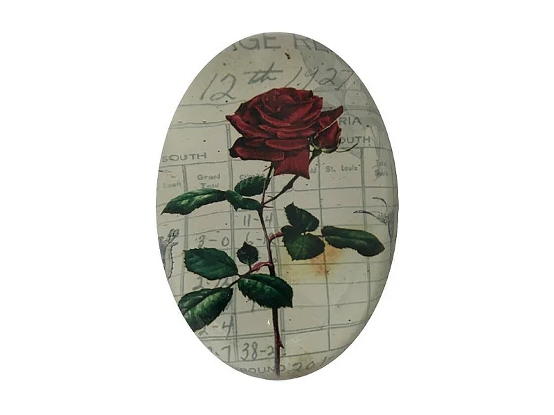 Presse papier sulfure en verre rouge Ø10 cm