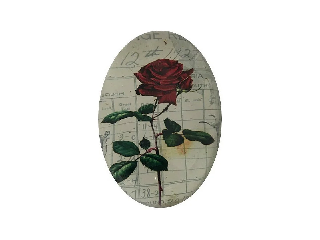 Presse papier sulfure en verre rouge Ø10 cm