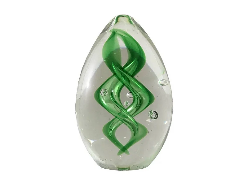 Presse papier sulfure "Flammes" en verre vert 9 x 6 cm