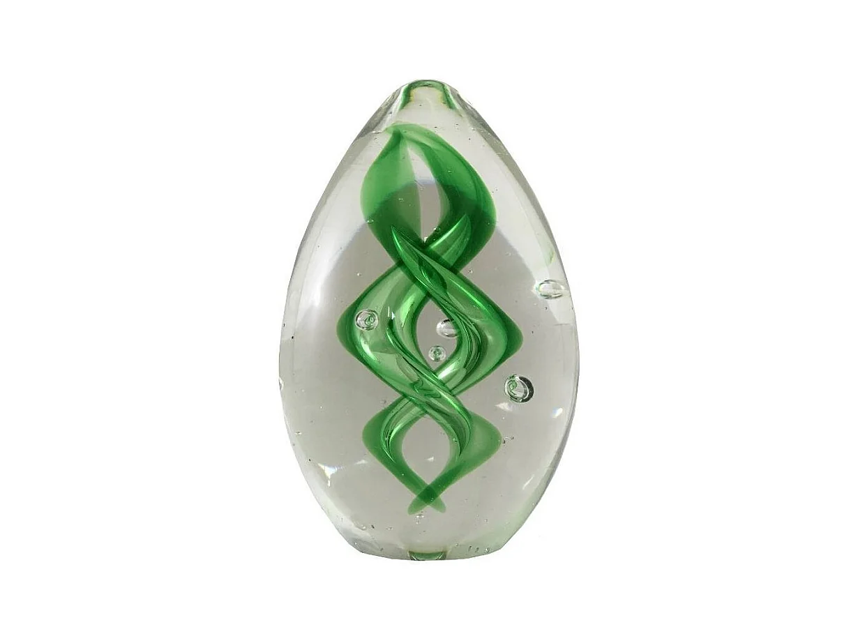 Presse papier sulfure "Flammes" en verre vert 9 x 6 cm