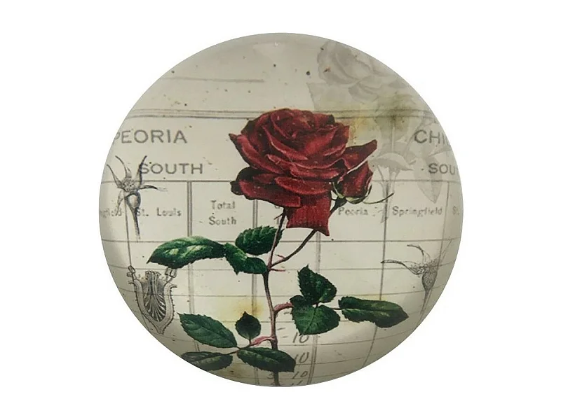 Presse papier sulfure en verre rouge Ø.8 cm