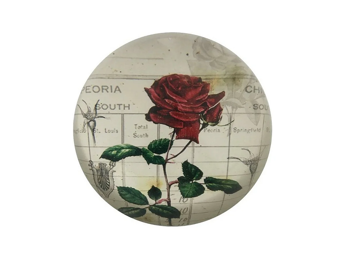 Presse papier sulfure en verre rouge Ø.8 cm