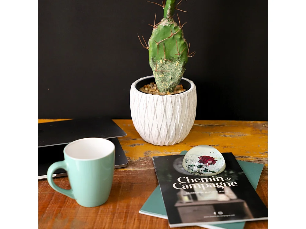 Presse papier sulfure en verre rouge Ø.8 cm