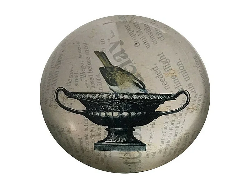 Presse papier sulfure en verre gris Ø.10 cm