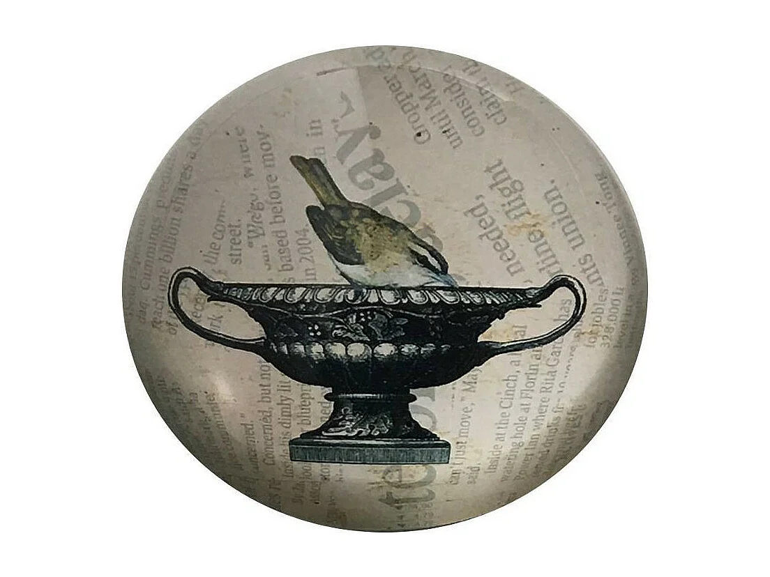 Presse papier sulfure en verre gris Ø.10 cm