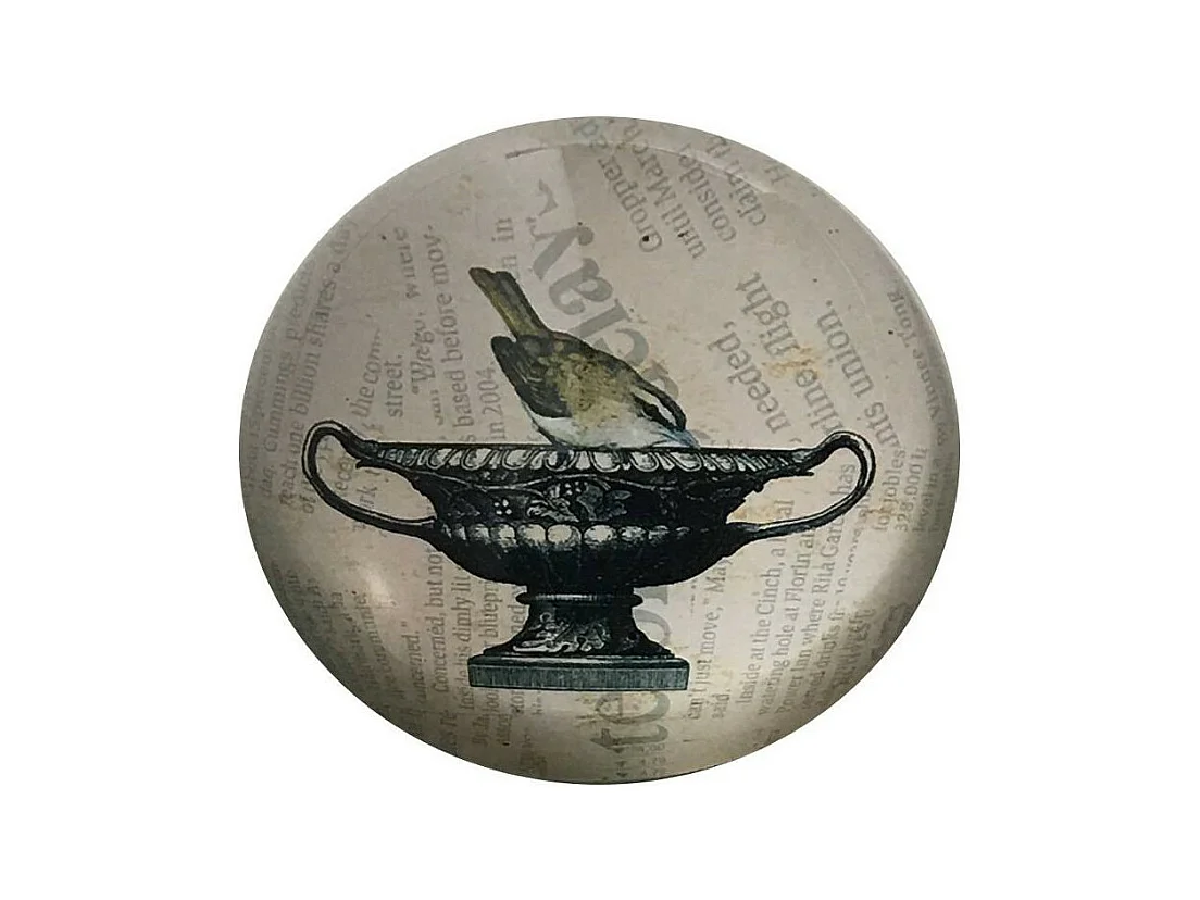 Presse papier sulfure en verre gris Ø.10 cm