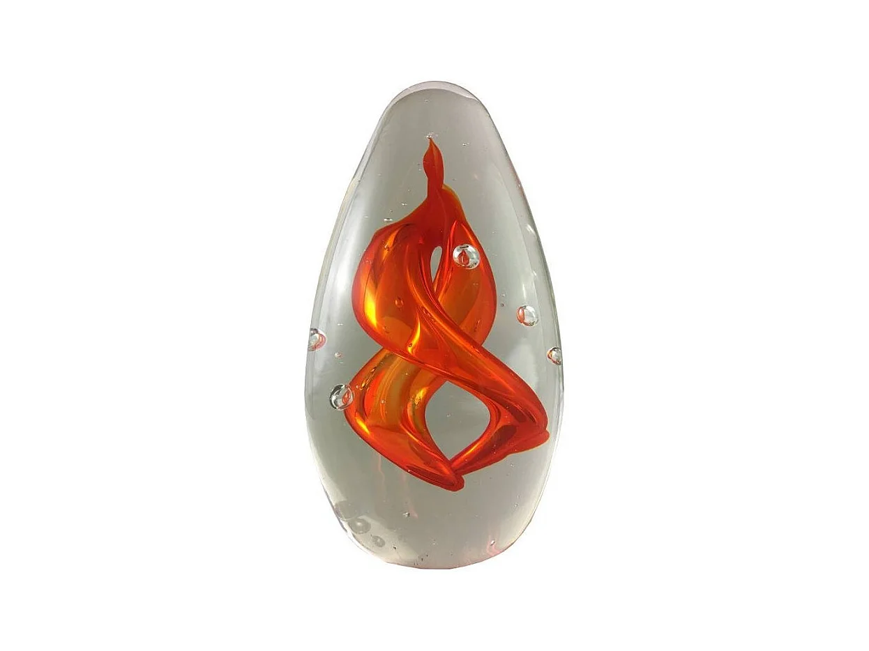 Presse papier sulfure "Tourbillons" en verre rouge 13.5 x 8 cm