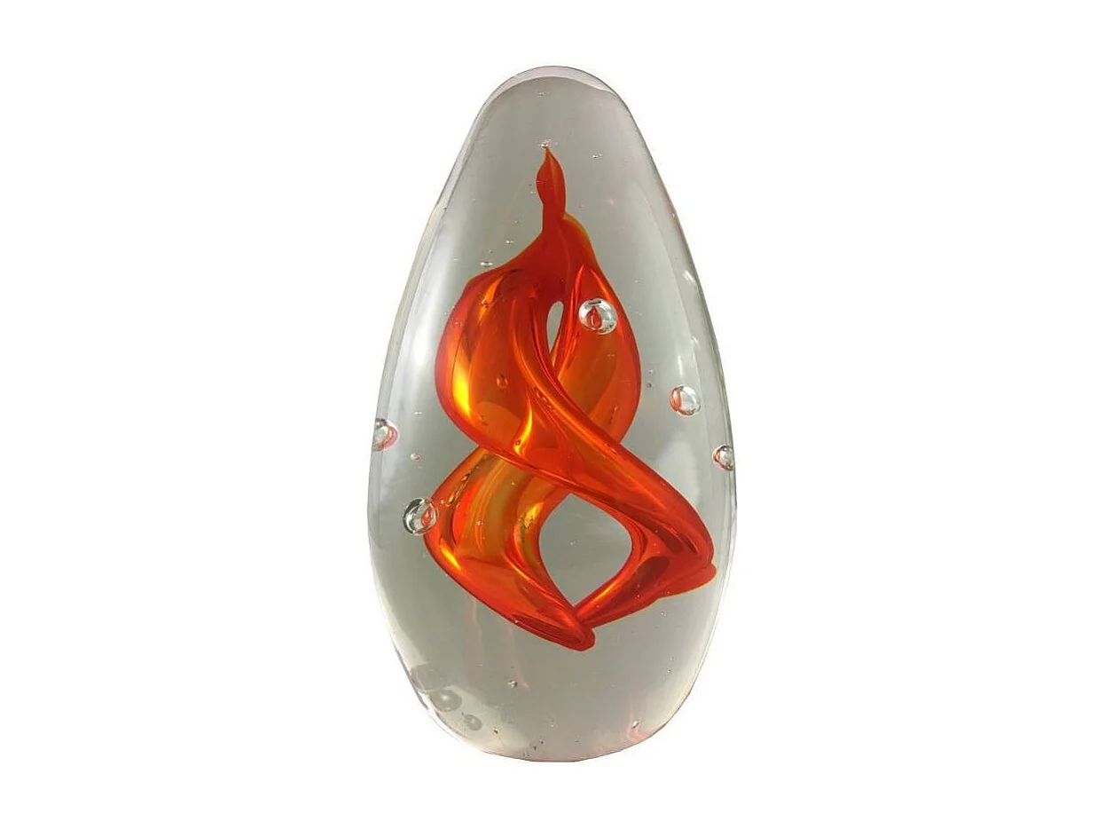 Presse papier sulfure "Tourbillons" en verre rouge 13.5 x 8 cm