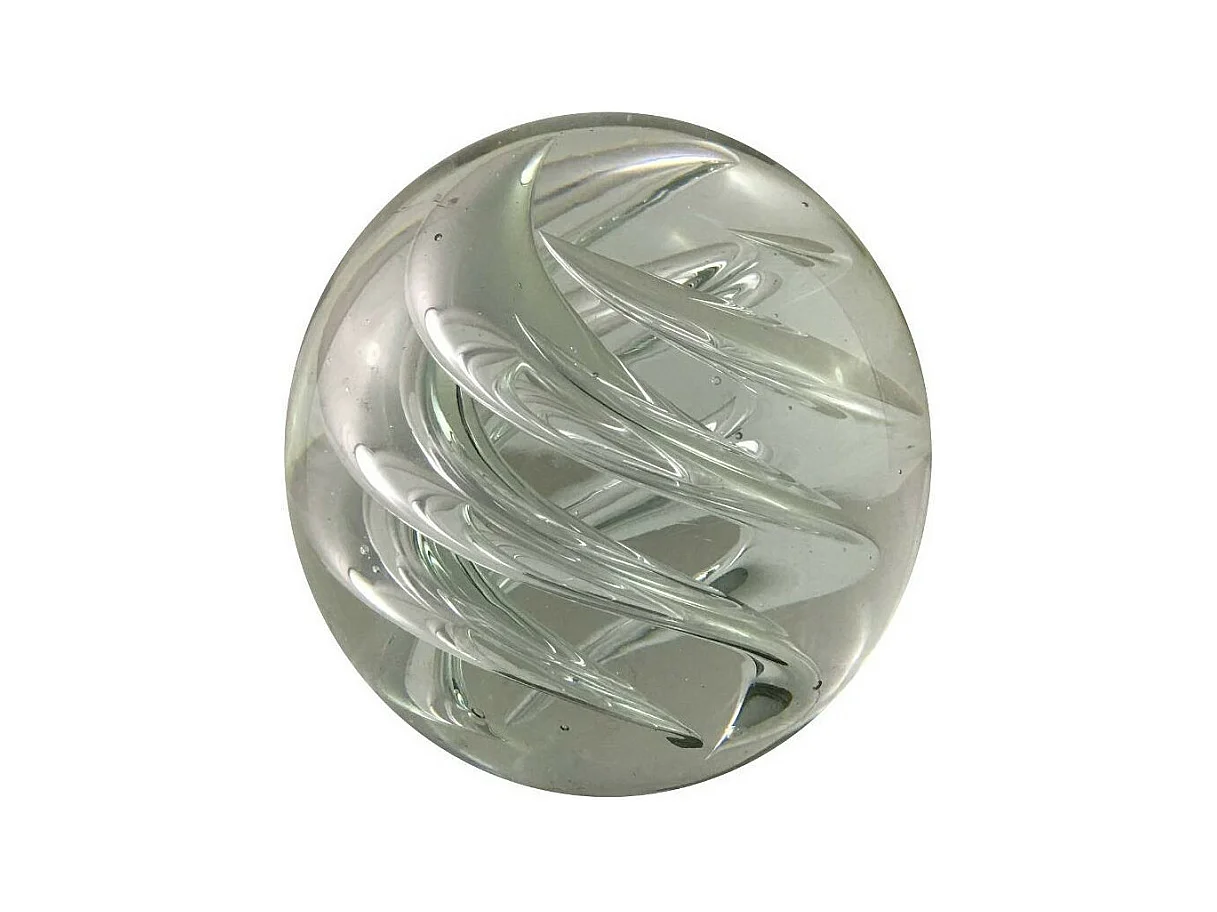 Presse papier sulfure "Flammes" en verre transparent Ø.9.5 cm