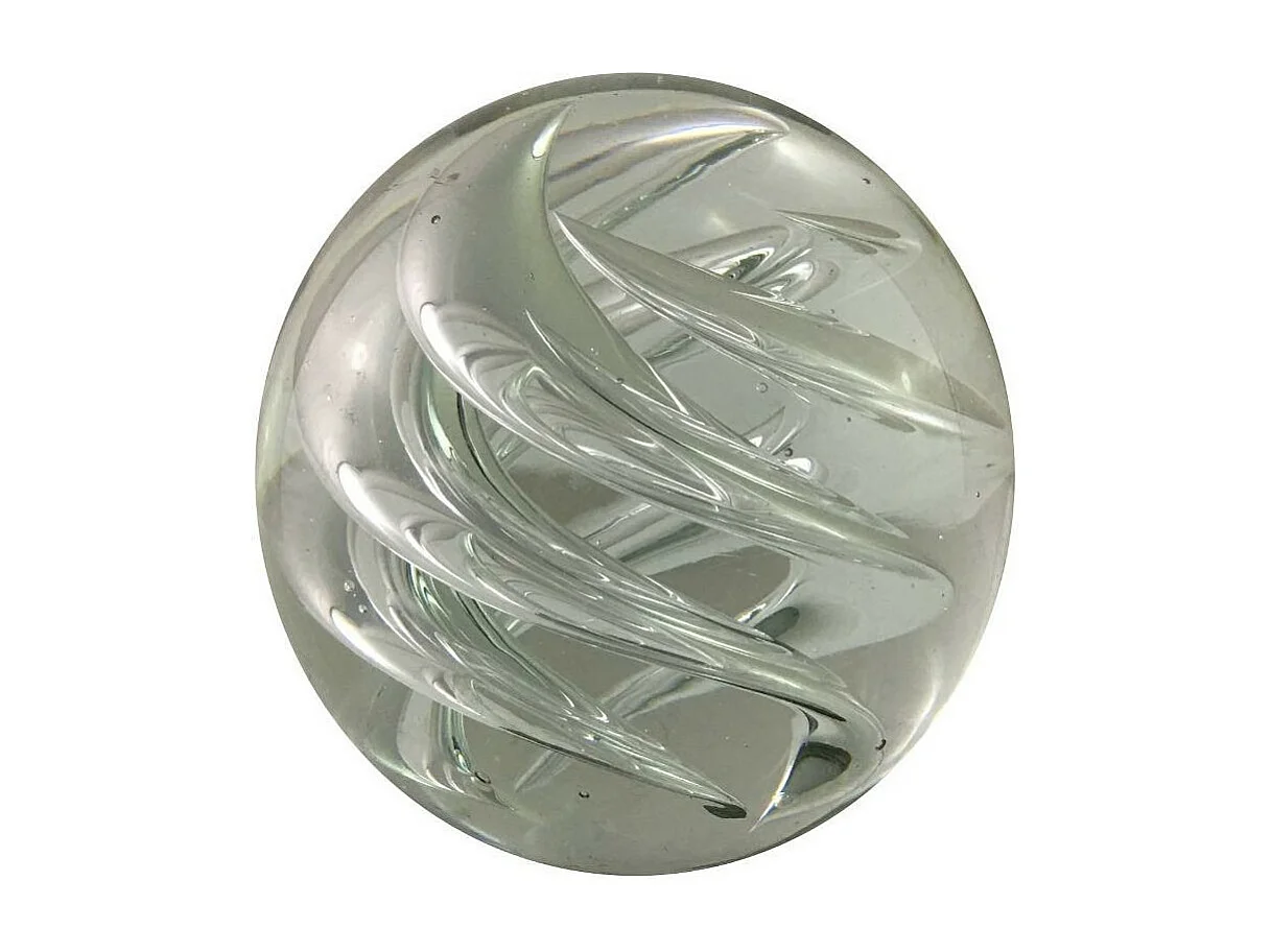 Presse papier sulfure "Flammes" en verre transparent Ø.9.5 cm