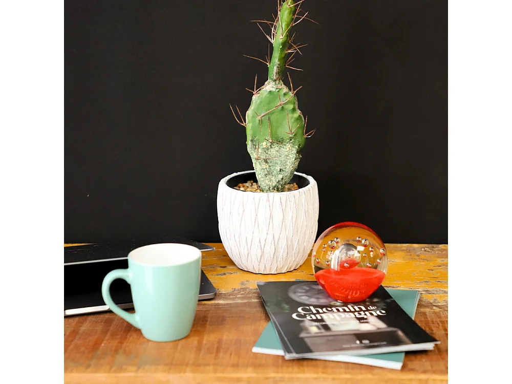 Presse papier sulfure "Mer" en verre orange Ø.8 cm