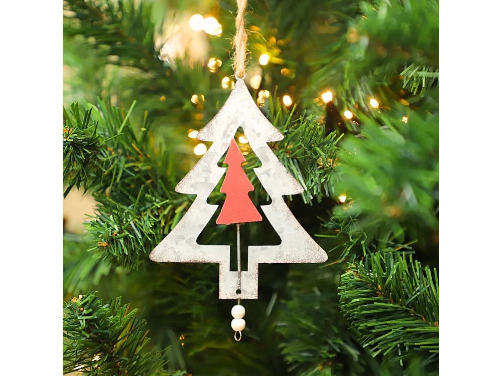 ~Décoration de sapin de Noël guirlande de Noël zinc gris 10x17cm