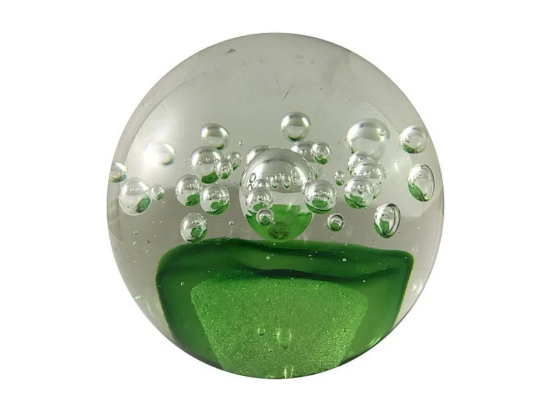 Presse papier sulfure "Ciel" en verre vert Ø.10 cm