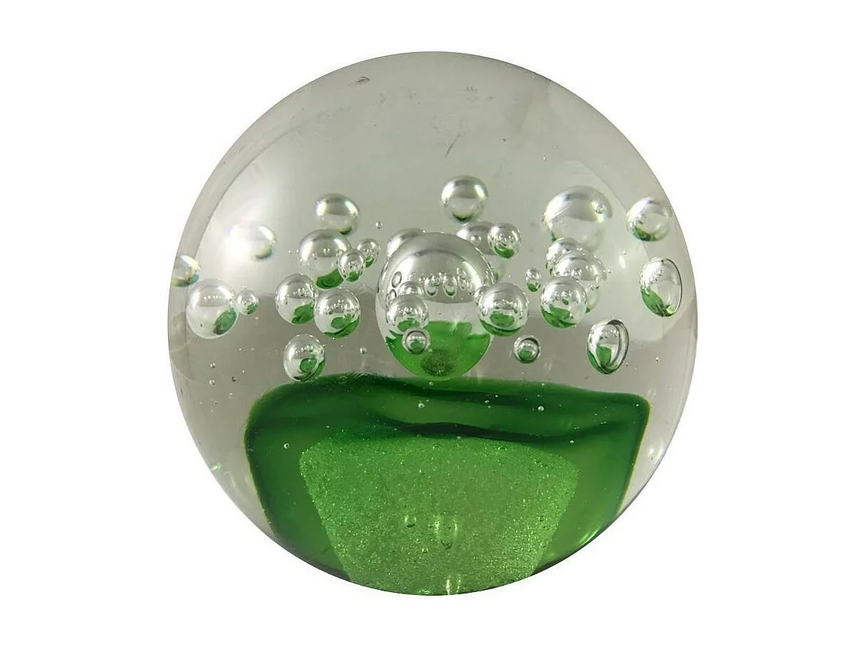 Presse papier sulfure "Ciel" en verre vert Ø.10 cm