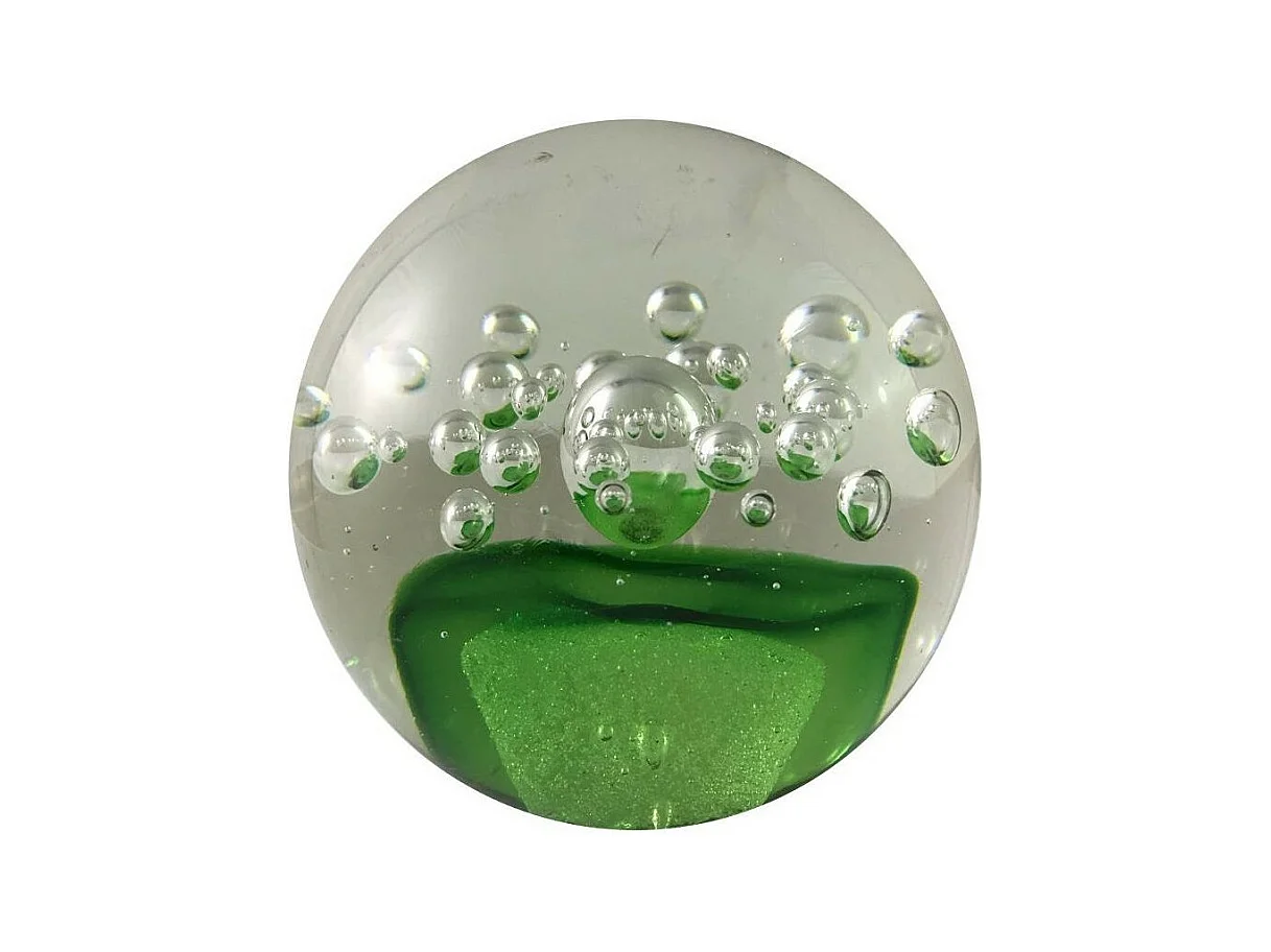 Presse papier sulfure "Ciel" en verre vert Ø.10 cm