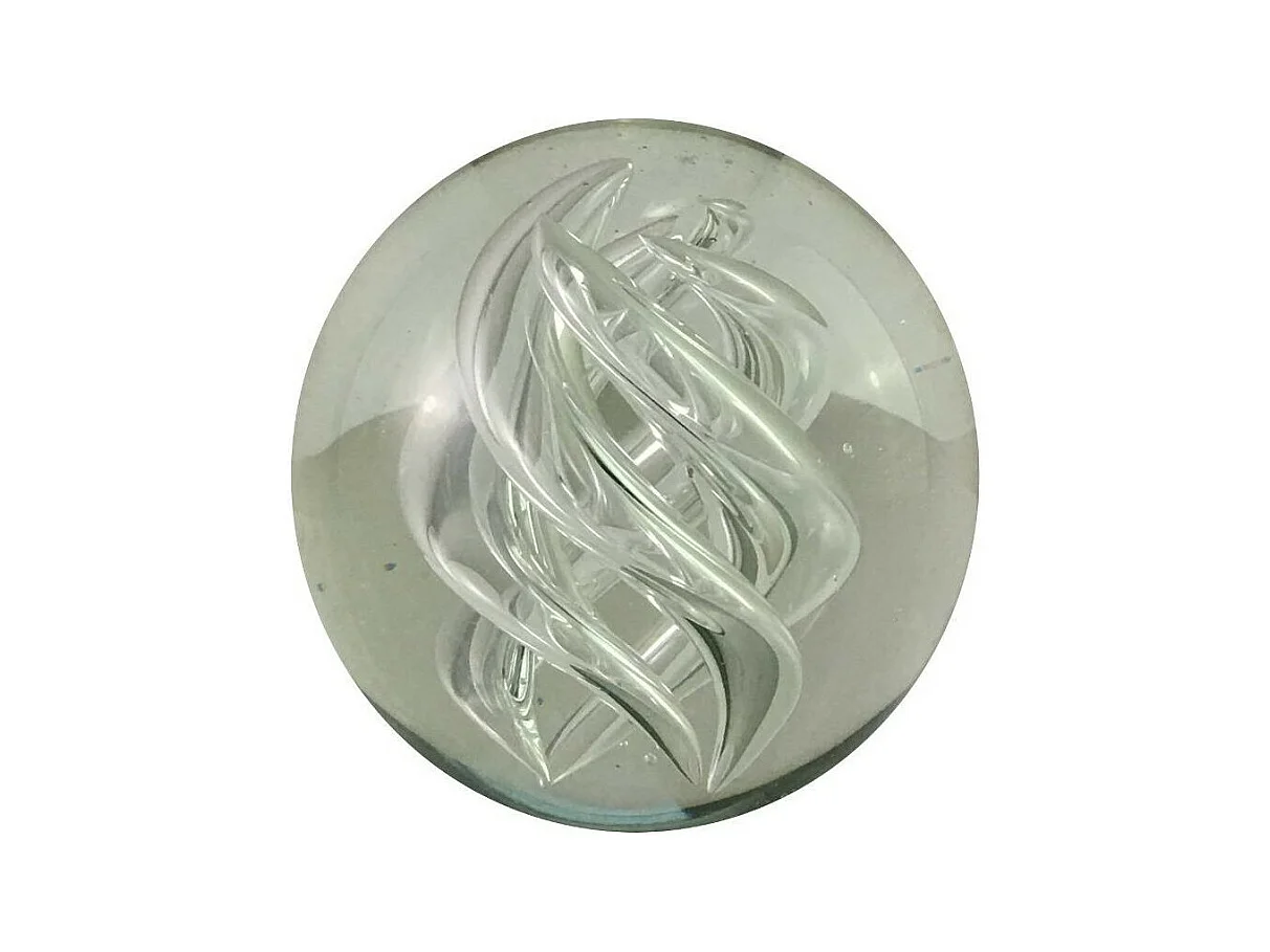 Presse papier sulfure "Flammes" en verre transparent Ø.8 cm