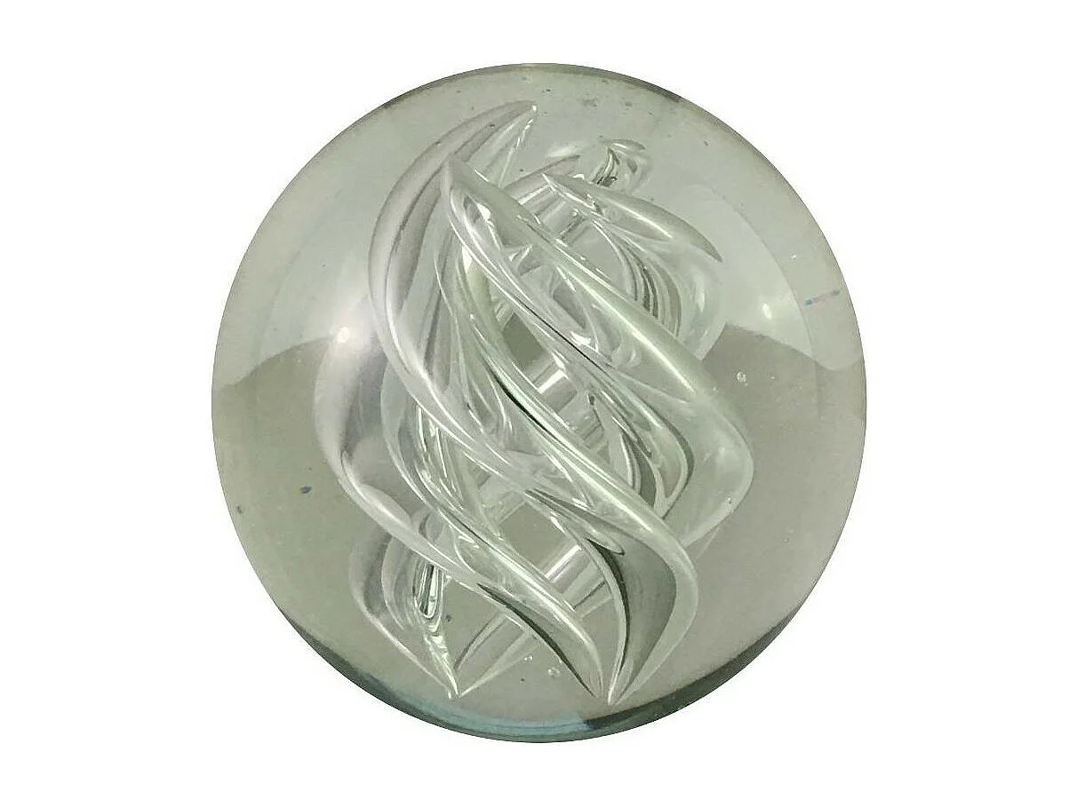 Presse papier sulfure "Flammes" en verre transparent Ø.8 cm