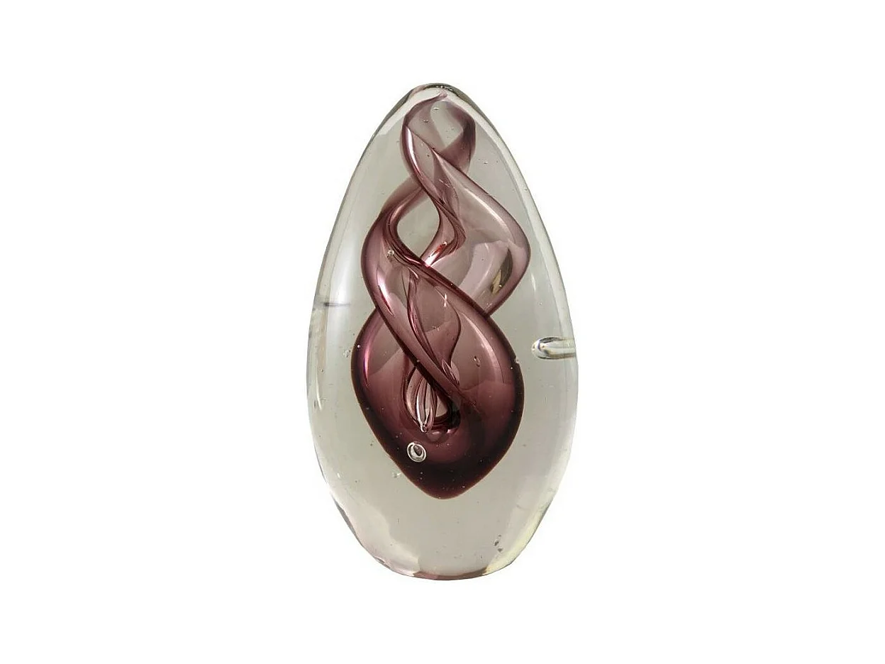 Presse papier sulfure "Tornade" en verre violet 1.5 x 9 cm