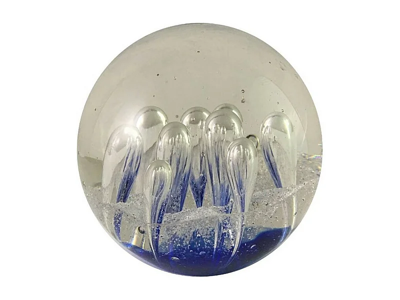 Presse papier sulfure "Océan" en verre bleu Ø.8 cm