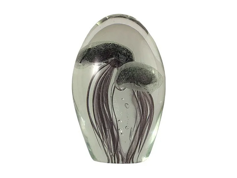 Presse papier sulfure "Méduses" en verre noir 10 x 7 cm