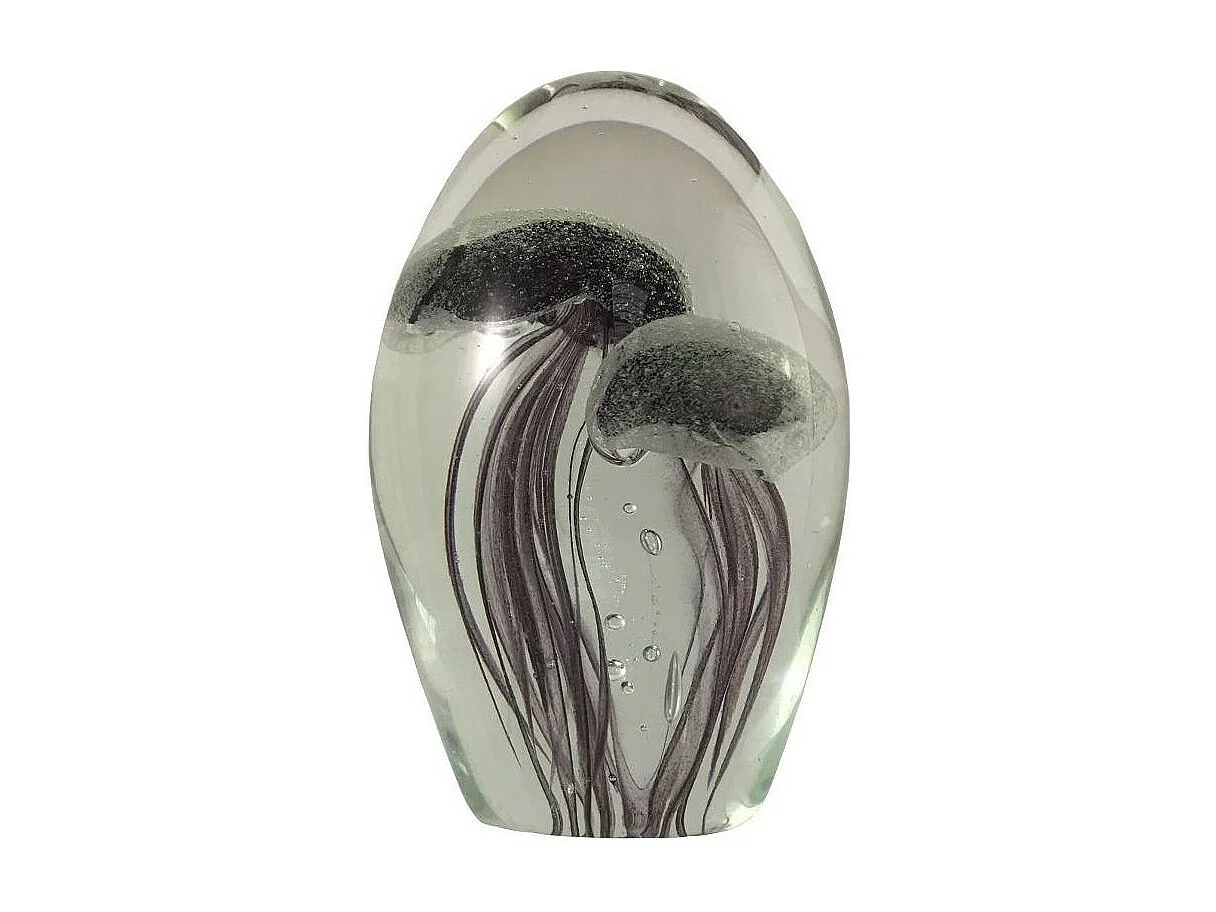 Presse papier sulfure "Méduses" en verre noir 10 x 7 cm