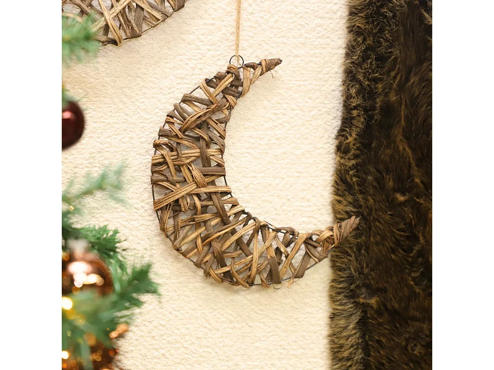 Croissant de lune en osier marron 28cm