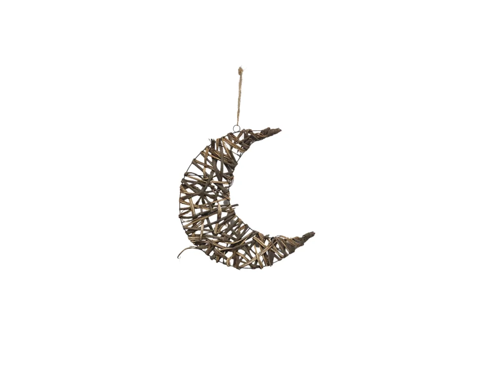 Croissant de lune en osier marron 28cm