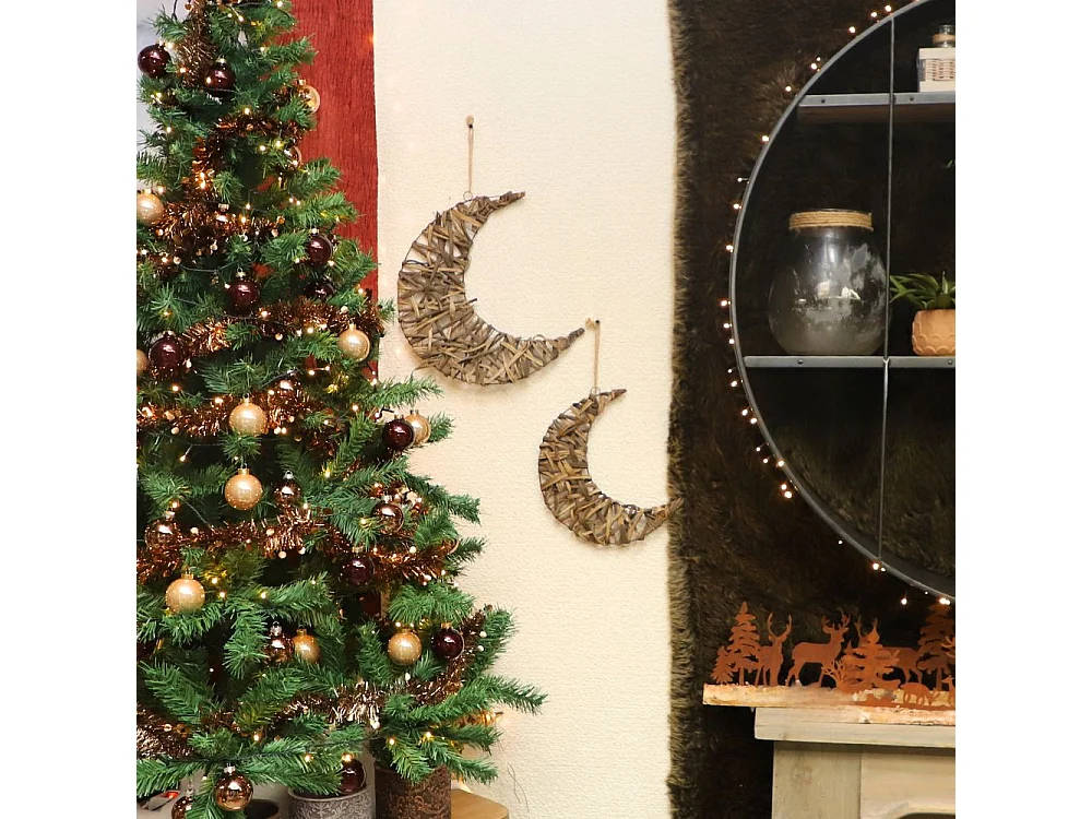 Croissant de lune en osier marron 28cm