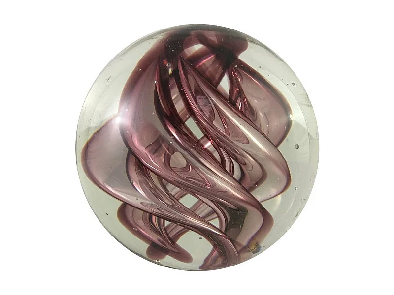 Presse papier sulfure "Flammes" en verre mauve Ø.8 cm