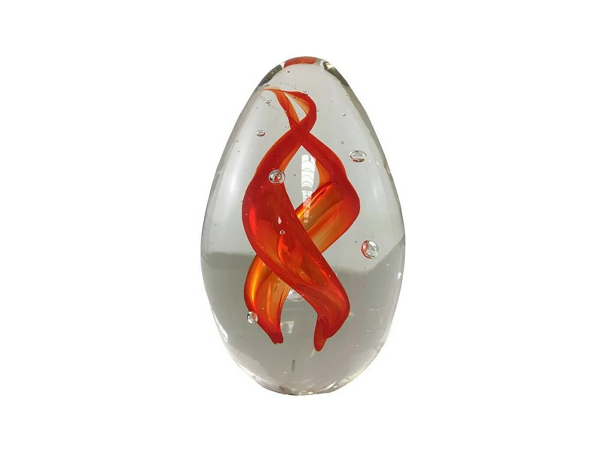 Presse papier sulfure "Flammes" en verre rouge 10 x 6 cm