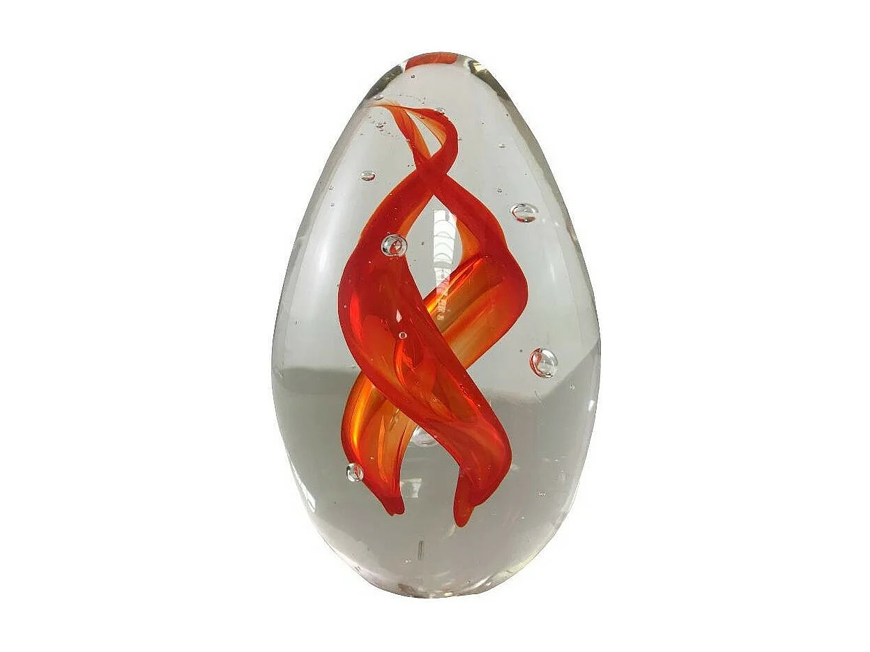 Presse papier sulfure "Flammes" en verre rouge 10 x 6 cm