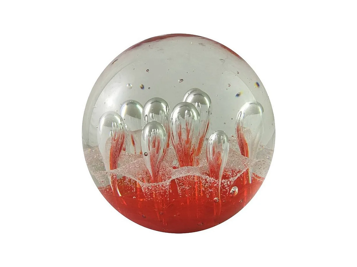 Presse papier sulfure "Gouttes" en verre rouge Ø.9.5 cm