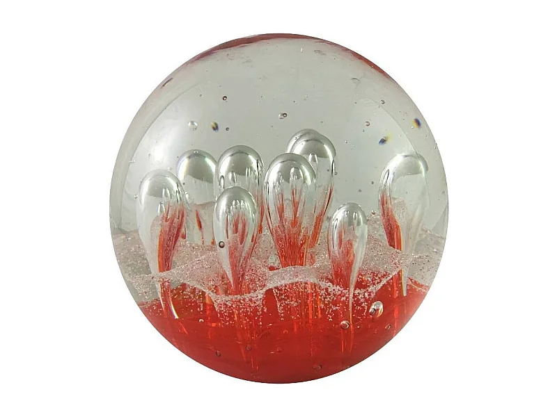 Presse papier sulfure "Gouttes" en verre rouge Ø.9.5 cm