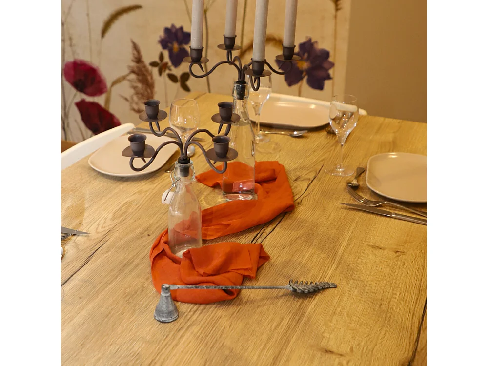 Eteignoir à bougie feuille métal gris vieilli 31 x 6 x 4 cm