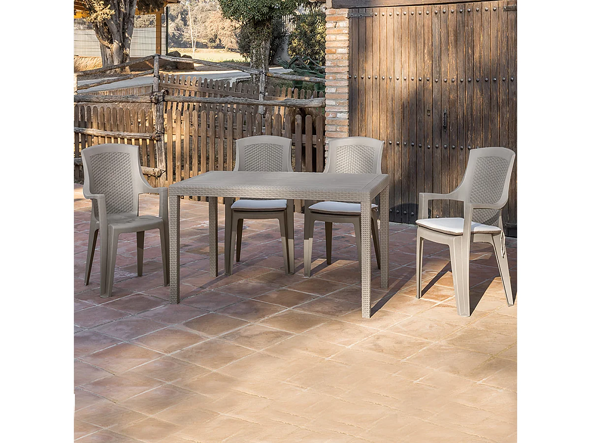 Sillones Exterior - Paradis - Blanco - 55x60x91cm - Set 8ud - Cojines Incluidos