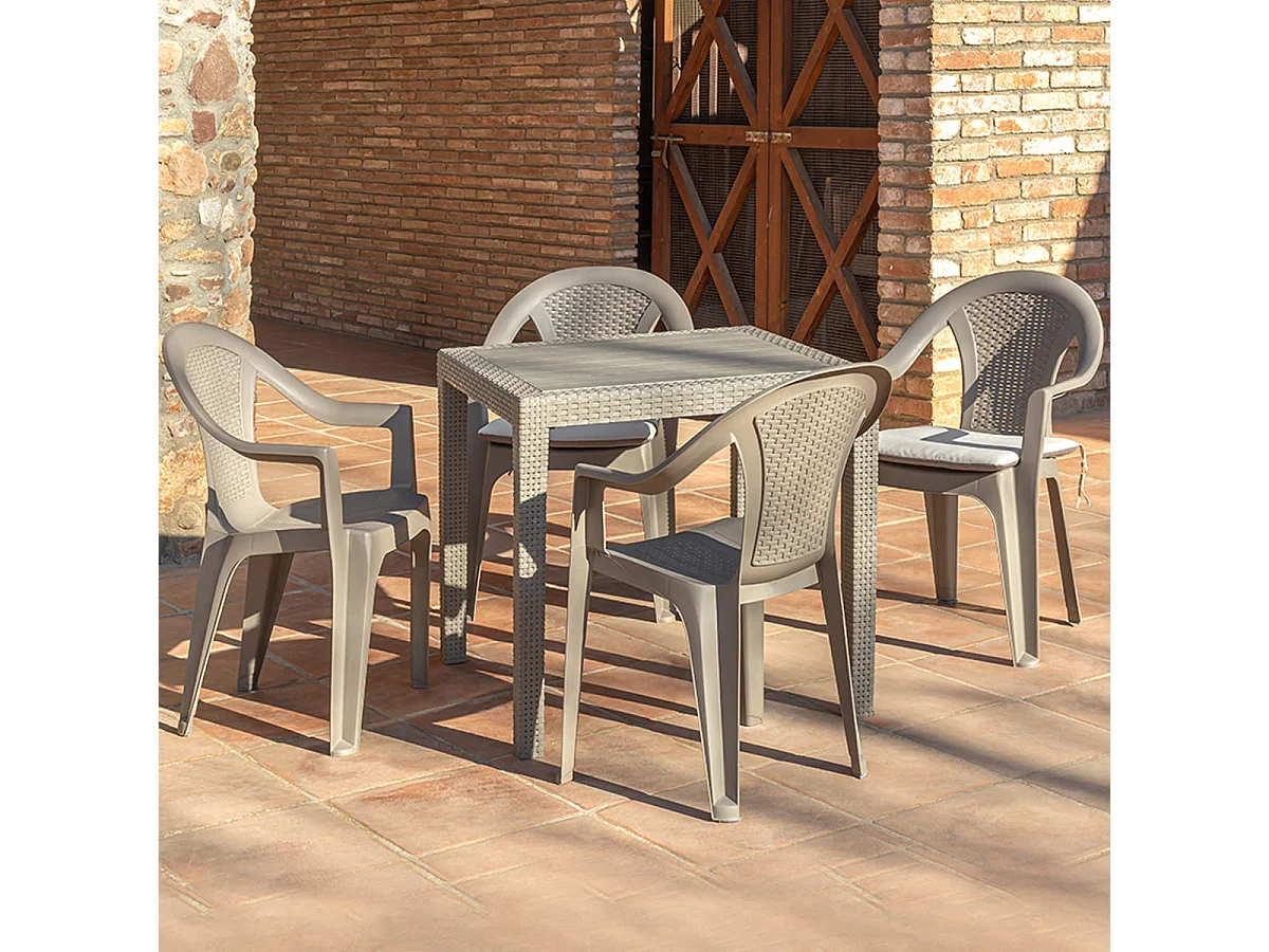 Sillones Exterior - Osaka - Marrón-Taupe - 54x56x81cm - Set 4ud